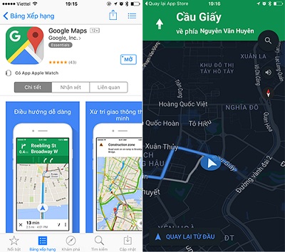 Google Maps cho tải về chính thức trên App Store Việt Nam