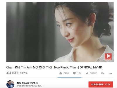 MV 'Chạm khẽ tim anh một chút thôi' của Noo Phước Thịnh xuất hiện rồi lại biến mất trên YouTube