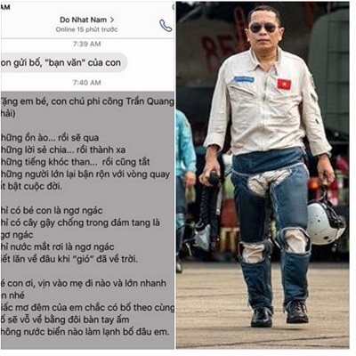 Đỗ Nhật Nam làm thơ tặng con gái phi công Trần Quang Khải