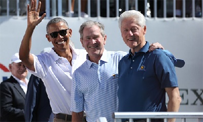 Ba cựu Tổng thống cổ vũ tuyển Mỹ tại Presidents Cup