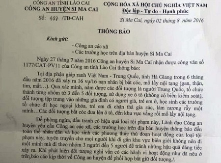 Công an Hà Giang bác thông tin 16 vụ bắt cóc trẻ em lấy nội tạng