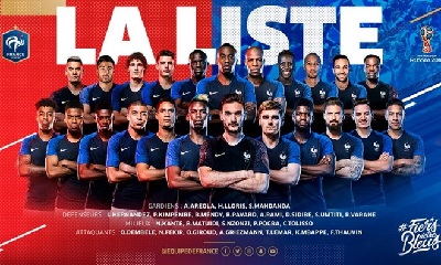 Đội tuyển Pháp chốt danh sách dự World Cup 2018