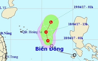 Áp thấp nhiệt đới đang tiến về quần đảo Hoàng Sa