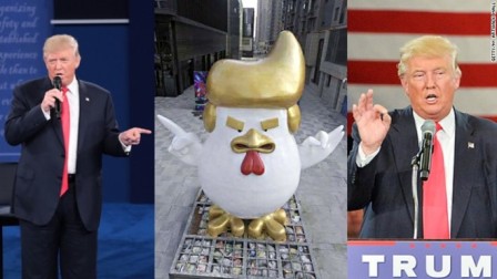 Chú gà giống ông Trump được dựng tại Trung Quốc