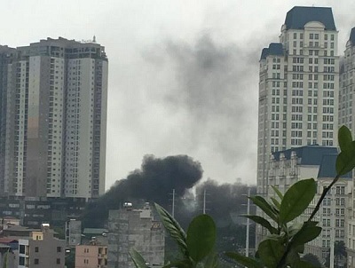 Hà Nội: Cháy lớn tại trạm điện lực Mễ Trì, quận Nam Từ Liêm