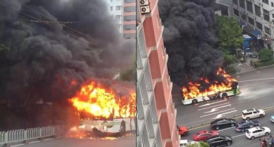 Trung Quốc: Hành khách suýt bị thiêu sống khi xe buýt bốc cháy