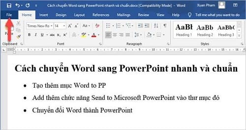 Cách chuyển nội dung Word sang PowerPoint tự động